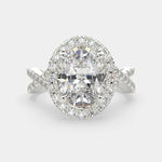 Load image into Gallery viewer, Ophelia Oval Cut Pave Halo Split Shank Engagement Ring Setting - Nivetta
