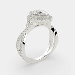 Load image into Gallery viewer, Ophelia Pear Cut Pave Halo Split Shank Engagement Ring Setting - Nivetta
