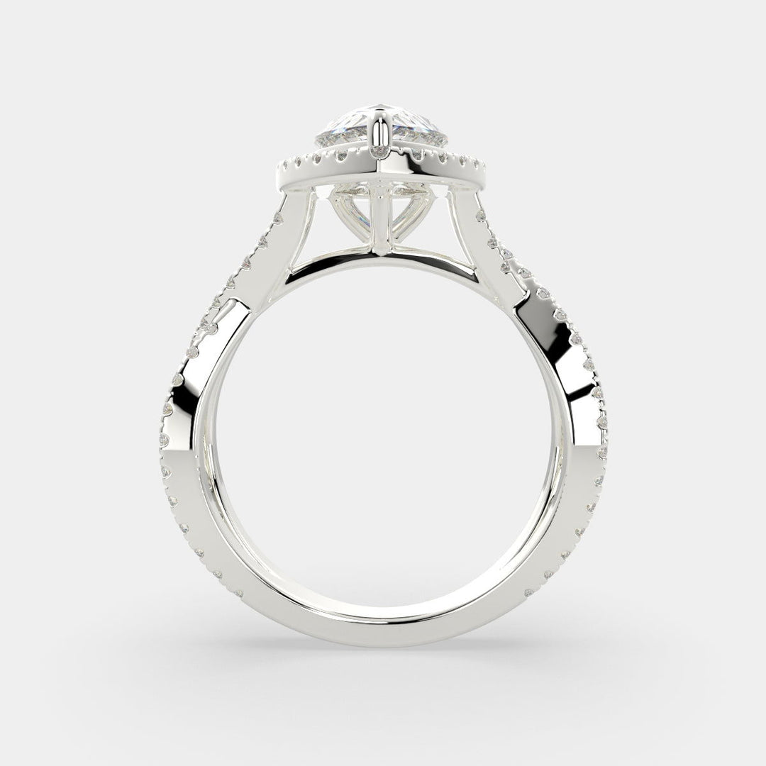Ophelia Pear Cut Pave Halo Split Shank Engagement Ring Setting - Nivetta