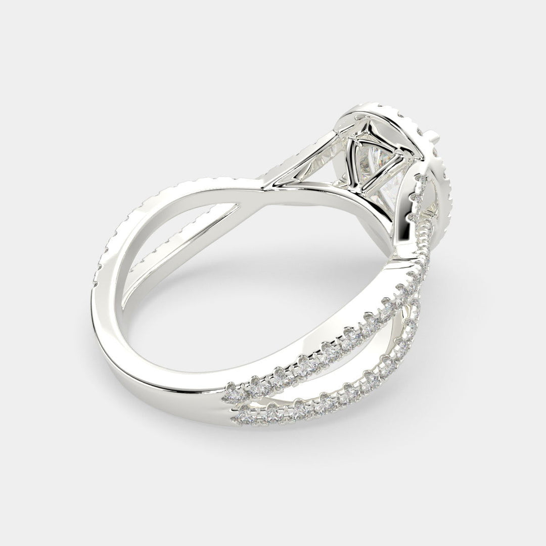 Ophelia Pear Cut Pave Halo Split Shank Engagement Ring Setting - Nivetta