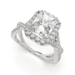 Load image into Gallery viewer, Ophelia Radiant Cut Pave Halo Split Shank Engagement Ring Setting - Nivetta
