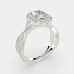 Load image into Gallery viewer, Ophelia Radiant Cut Pave Halo Split Shank Engagement Ring Setting - Nivetta
