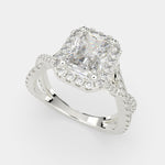 Load image into Gallery viewer, Ophelia Radiant Cut Pave Halo Split Shank Engagement Ring Setting - Nivetta
