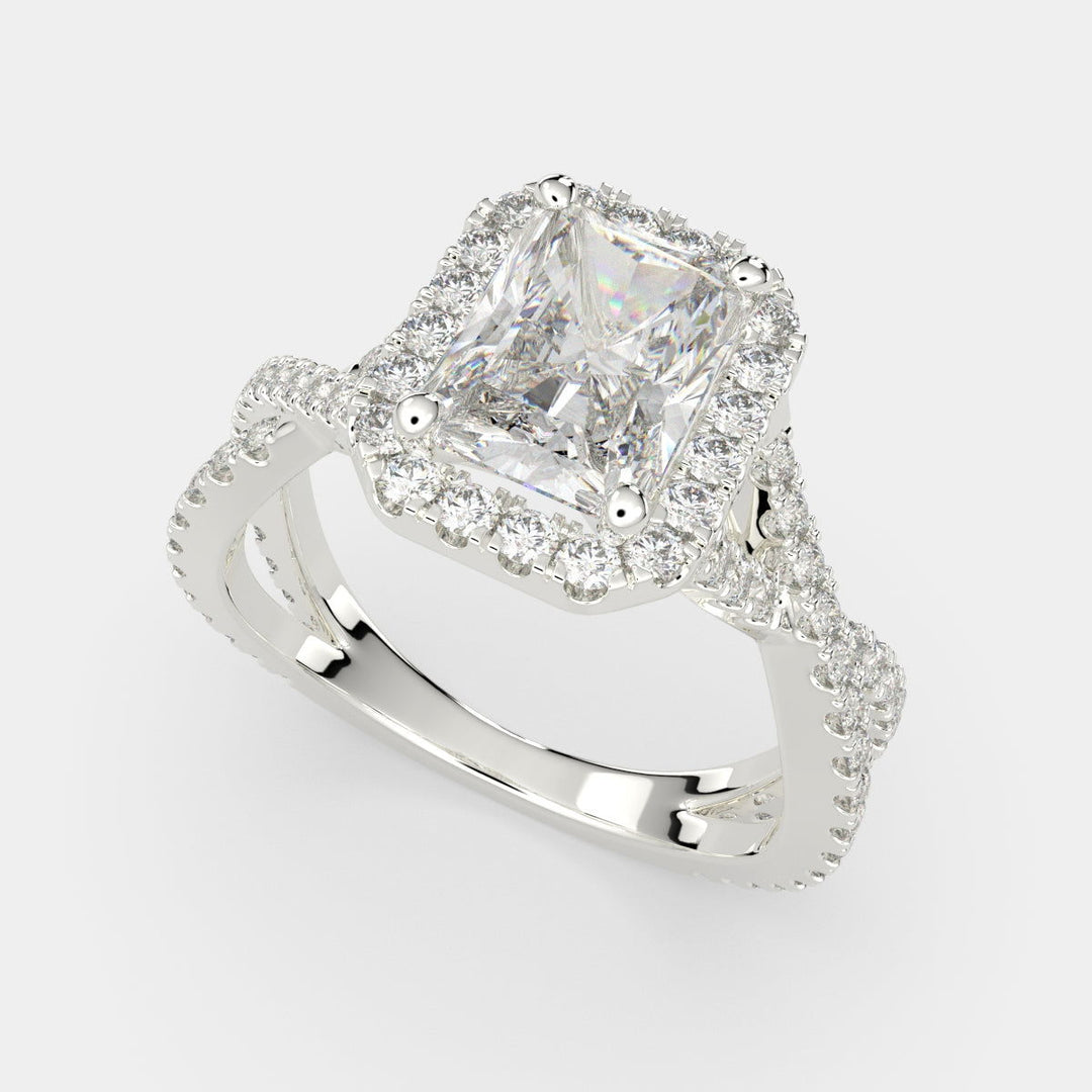 Ophelia Radiant Cut Pave Halo Split Shank Engagement Ring Setting - Nivetta