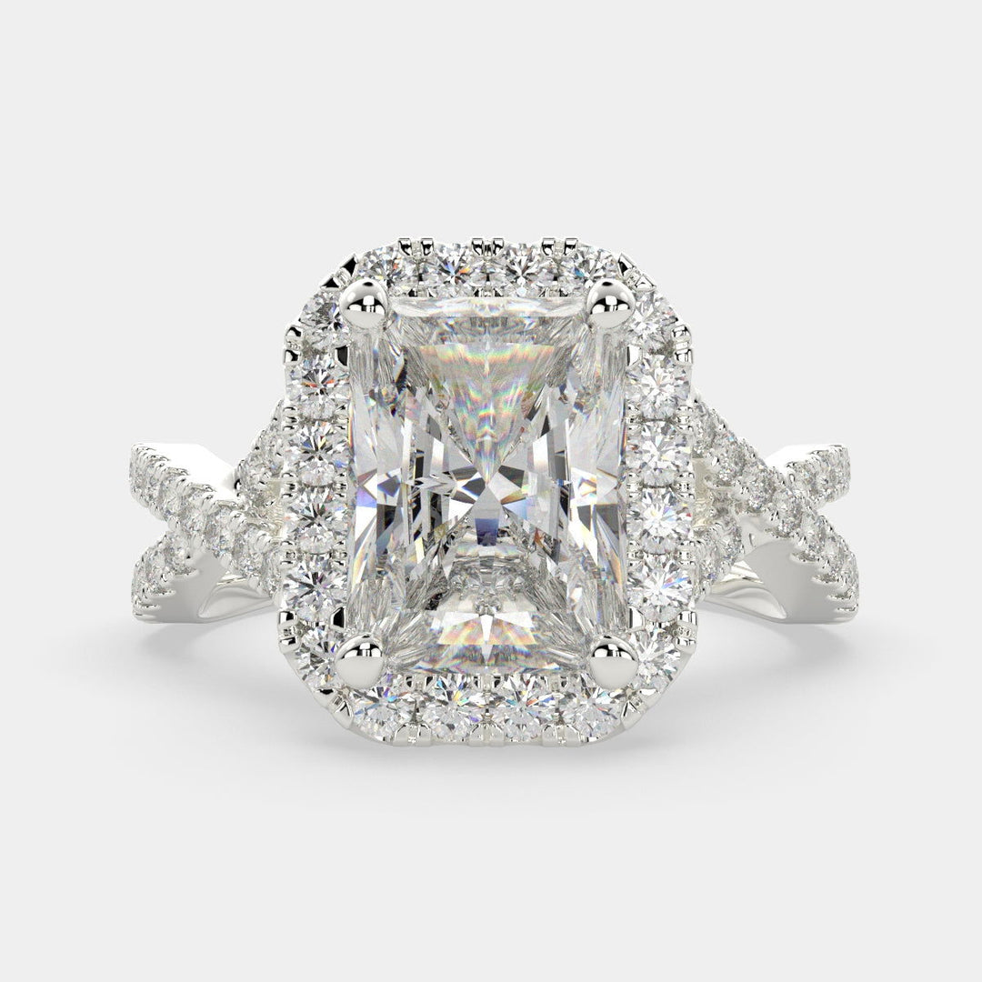 Ophelia Radiant Cut Pave Halo Split Shank Engagement Ring Setting - Nivetta