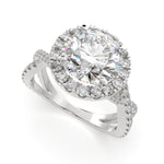 Load image into Gallery viewer, Ophelia Round Cut Pave Halo Split Shank Engagement Ring Setting - Nivetta
