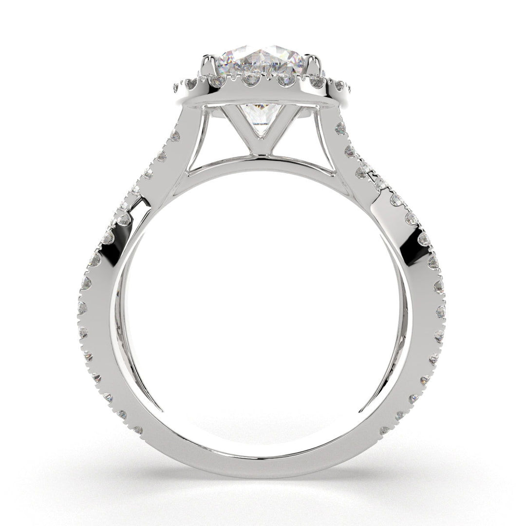 Ophelia Round Cut Pave Halo Split Shank Engagement Ring Setting - Nivetta