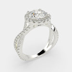 Load image into Gallery viewer, Ophelia Round Cut Pave Halo Split Shank Engagement Ring Setting - Nivetta
