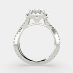 Load image into Gallery viewer, Ophelia Round Cut Pave Halo Split Shank Engagement Ring Setting - Nivetta
