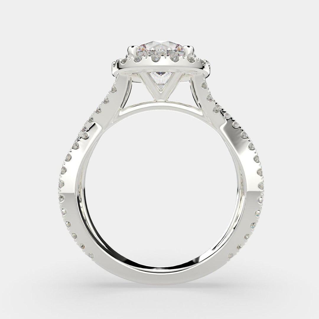 Ophelia Round Cut Pave Halo Split Shank Engagement Ring Setting - Nivetta