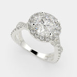 Load image into Gallery viewer, Ophelia Round Cut Pave Halo Split Shank Engagement Ring Setting - Nivetta
