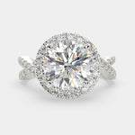 Load image into Gallery viewer, Ophelia Round Cut Pave Halo Split Shank Engagement Ring Setting - Nivetta
