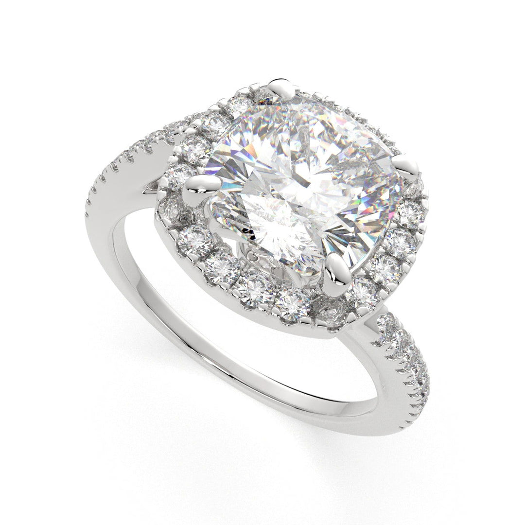 Paloma Cushion Cut Pave Halo Engagement Ring Setting - Nivetta