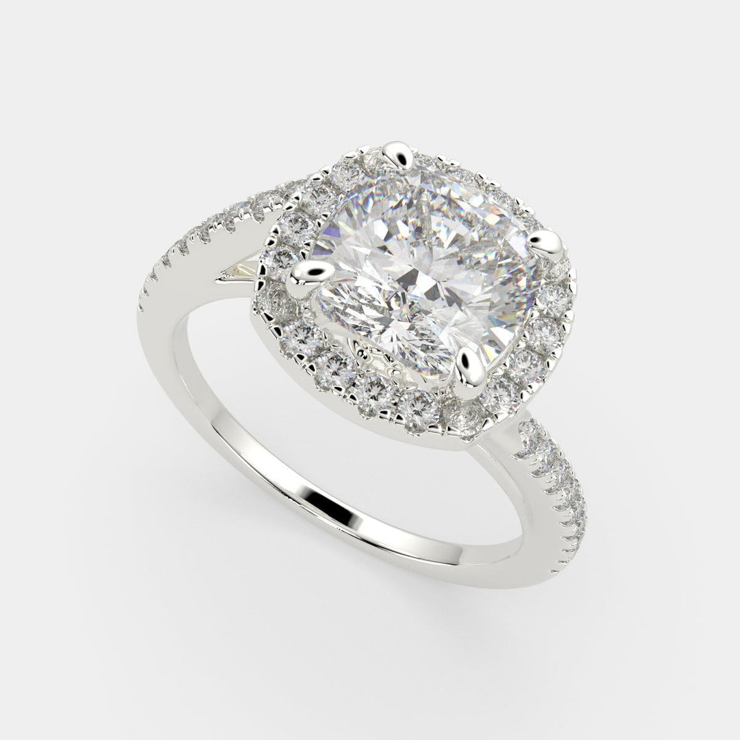 Paloma Cushion Cut Pave Halo Engagement Ring Setting - Nivetta