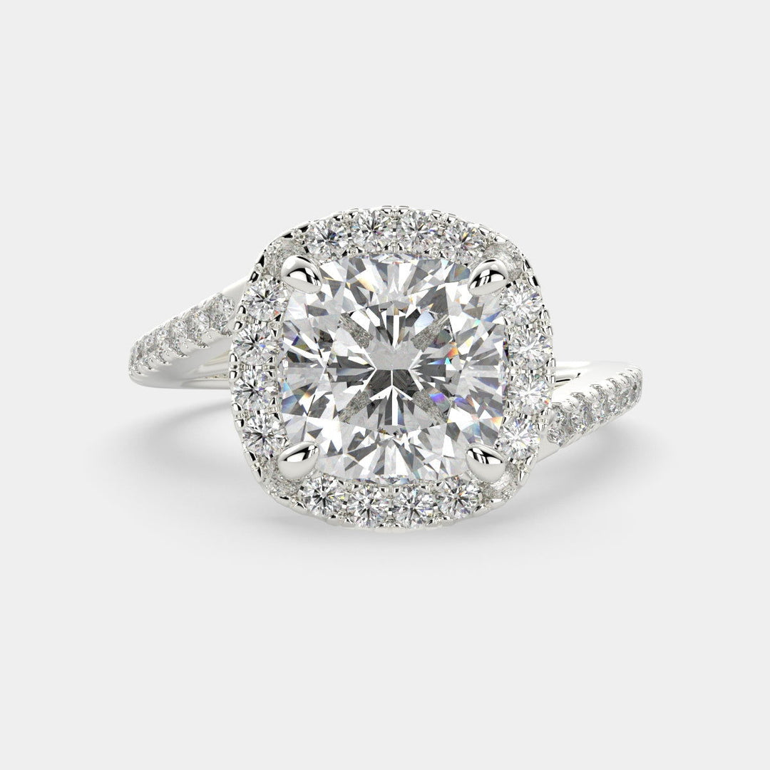 Paloma Cushion Cut Pave Halo Engagement Ring Setting - Nivetta