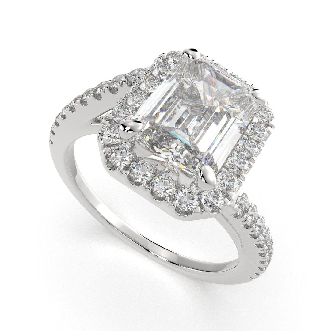 Paloma Emerald Cut Pave Halo Engagement Ring Setting - Nivetta