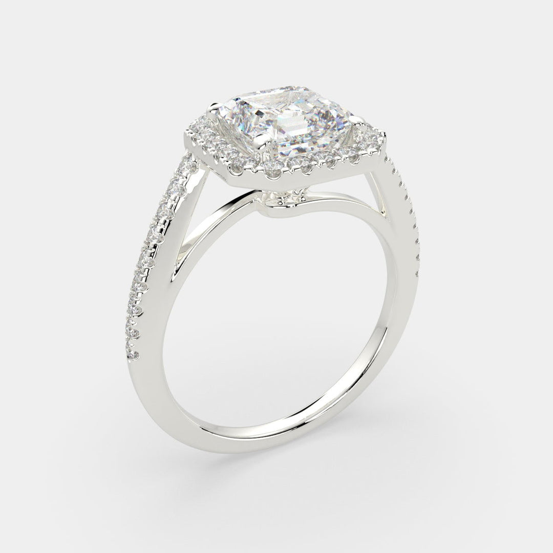 Paloma Emerald Cut Pave Halo Engagement Ring Setting - Nivetta