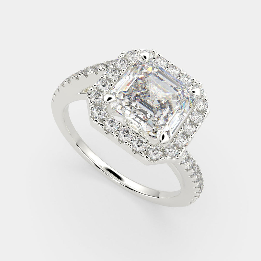 Paloma Emerald Cut Pave Halo Engagement Ring Setting - Nivetta