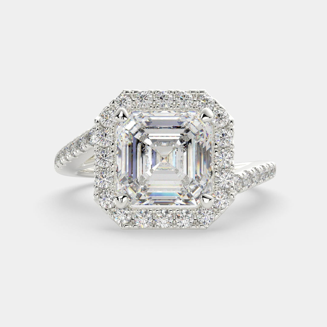 Paloma Emerald Cut Pave Halo Engagement Ring Setting - Nivetta