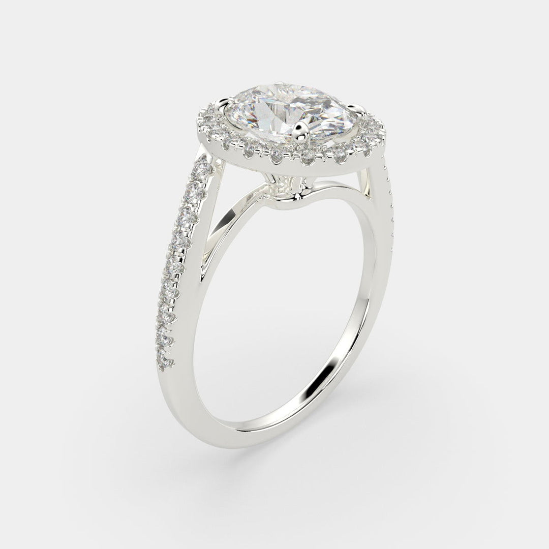 Paloma Oval Cut Pave Halo Engagement Ring Setting - Nivetta