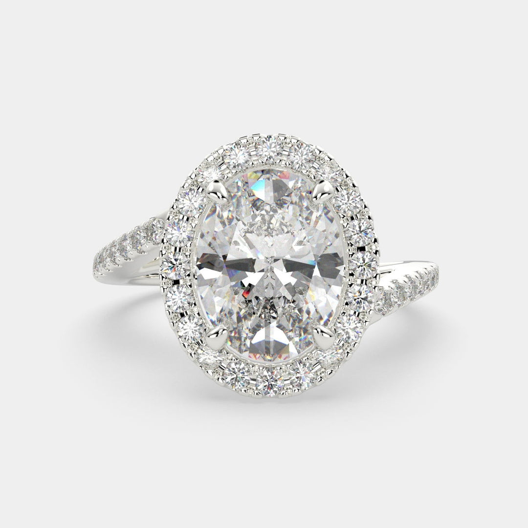 Paloma Oval Cut Pave Halo Engagement Ring Setting - Nivetta