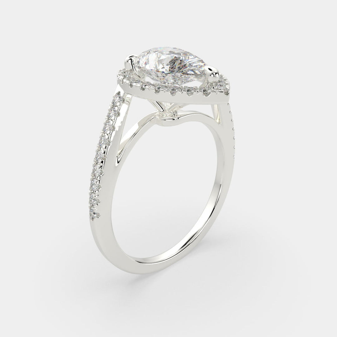 Paloma Pear Cut Pave Halo Engagement Ring Setting - Nivetta