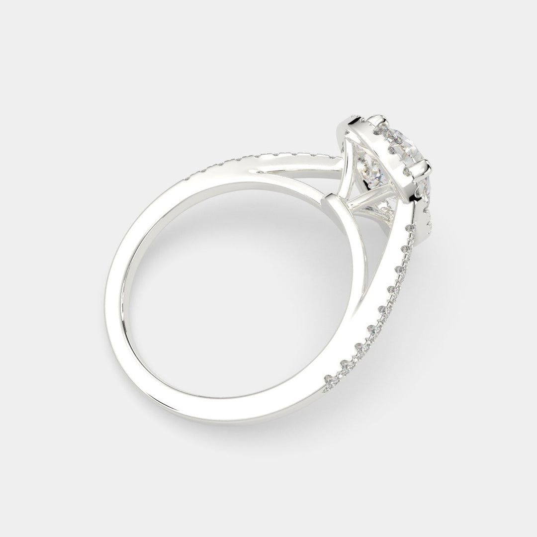 Paloma Pear Cut Pave Halo Engagement Ring Setting - Nivetta