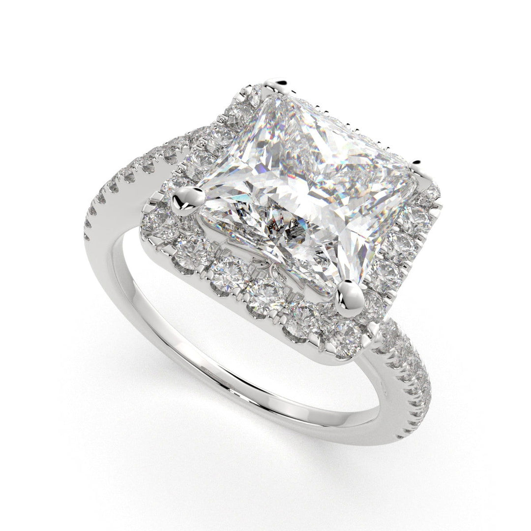 Paloma Princess Cut Pave Halo Engagement Ring Setting - Nivetta