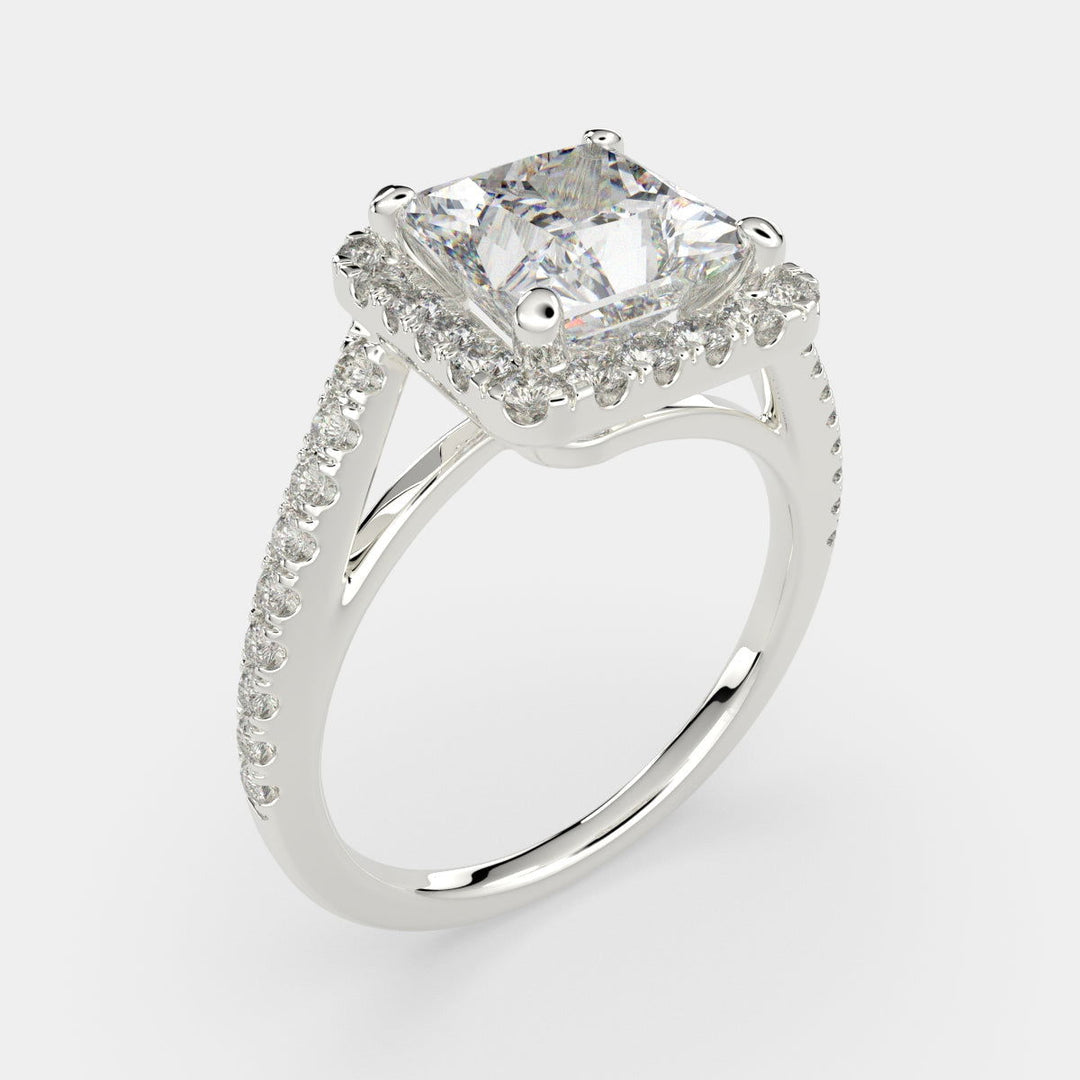 Paloma Princess Cut Pave Halo Engagement Ring Setting - Nivetta