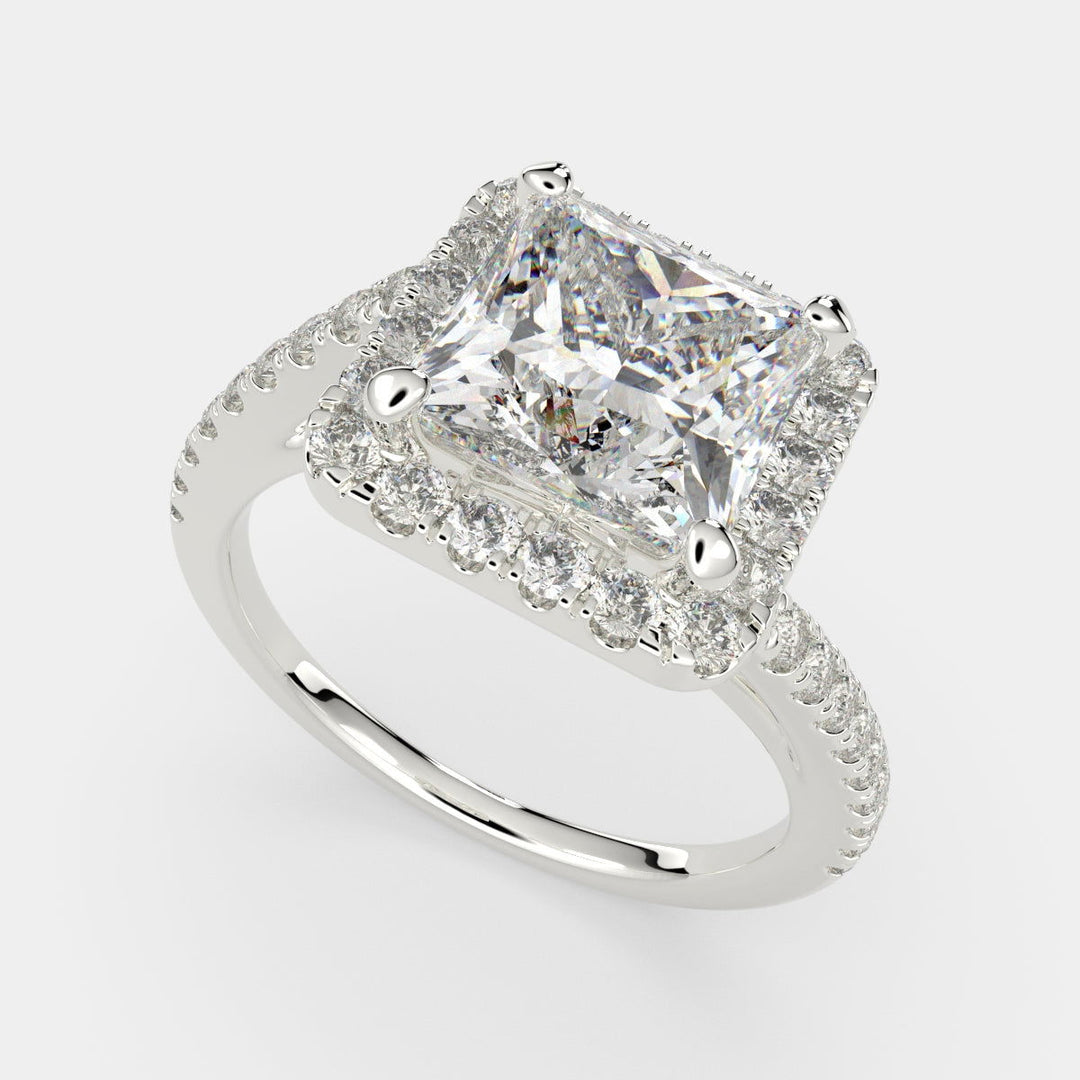 Paloma Princess Cut Pave Halo Engagement Ring Setting - Nivetta