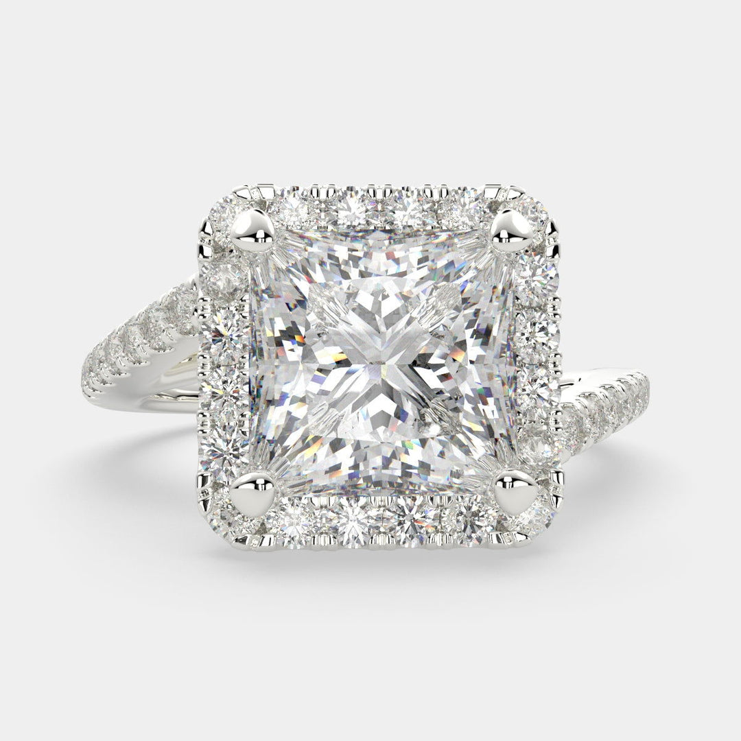 Paloma Princess Cut Pave Halo Engagement Ring Setting - Nivetta