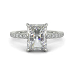 Load image into Gallery viewer, Pauline Radiant Cut Pave Hidden Halo 4 Prong Claw Set Engagement Ring Setting - Nivetta
