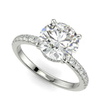 Load image into Gallery viewer, Pauline Round Cut Pave Hidden Halo 4 Prong Claw Set Engagement Ring Setting - Nivetta
