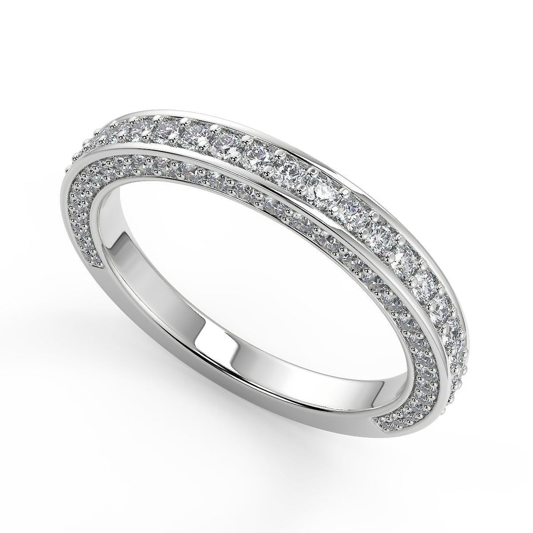 Priscilla Bar Set 3 Sided Pave Round Cut Diamond Engagement Ring - Nivetta