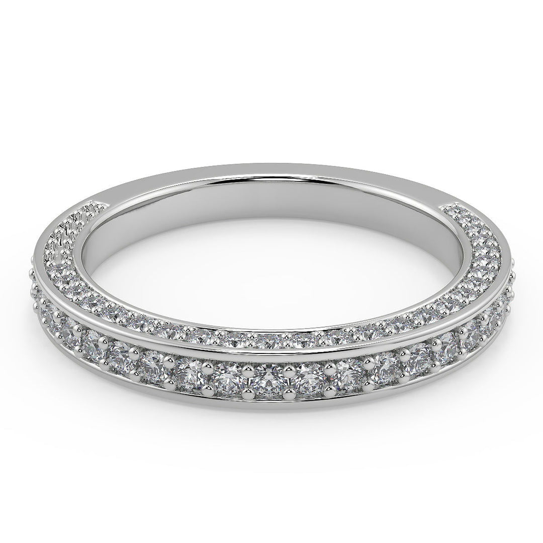 Priscilla Bar Set 3 Sided Pave Round Cut Diamond Engagement Ring - Nivetta