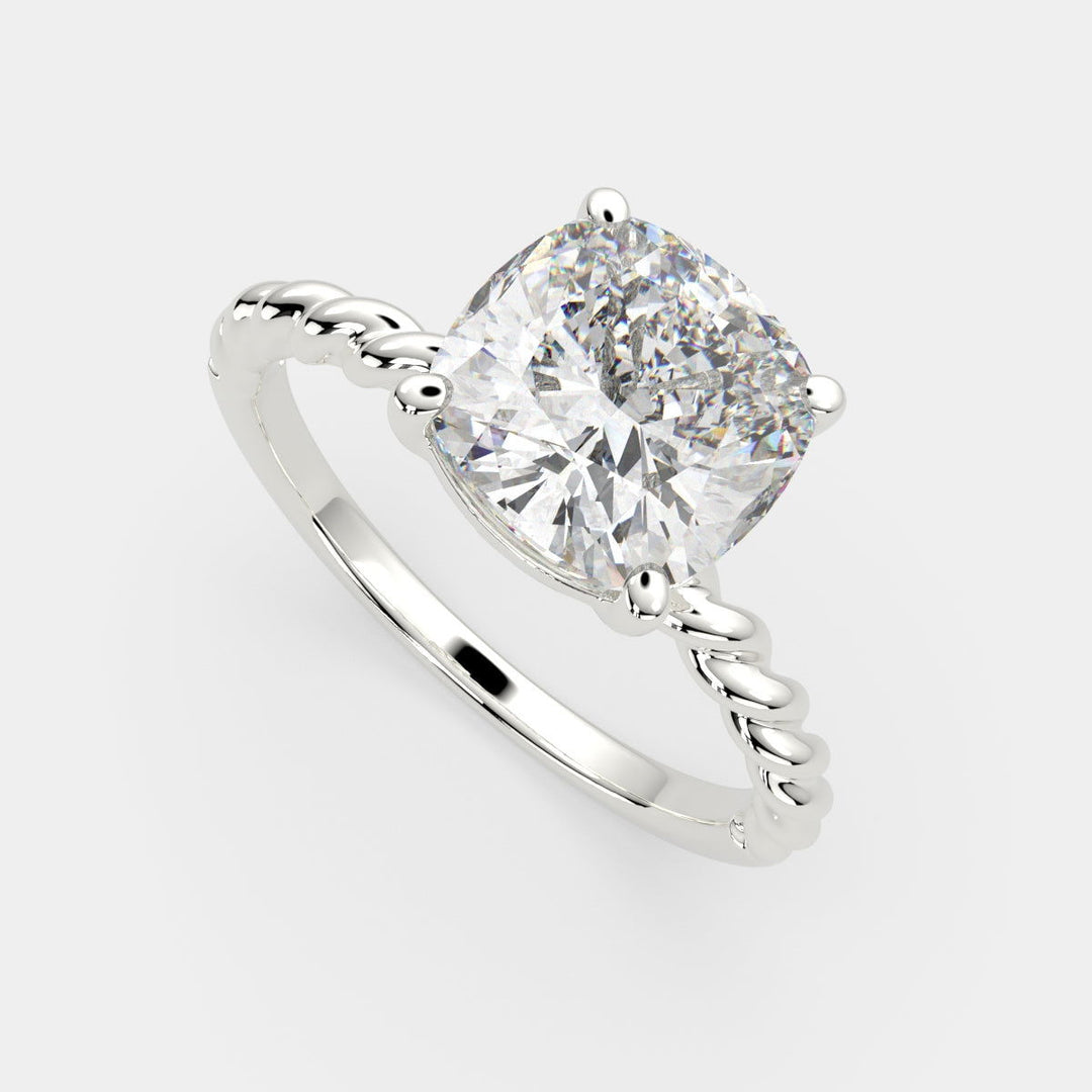 Renata Cushion Cut Solitaire Rope Engagement Ring Setting - Nivetta