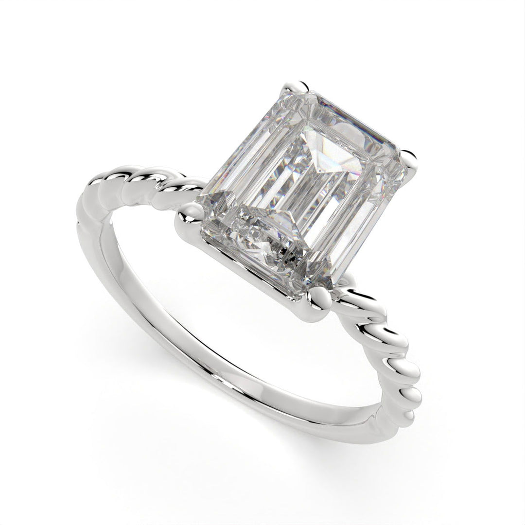 Renata Emerald Cut Solitaire Rope Engagement Ring Setting - Nivetta