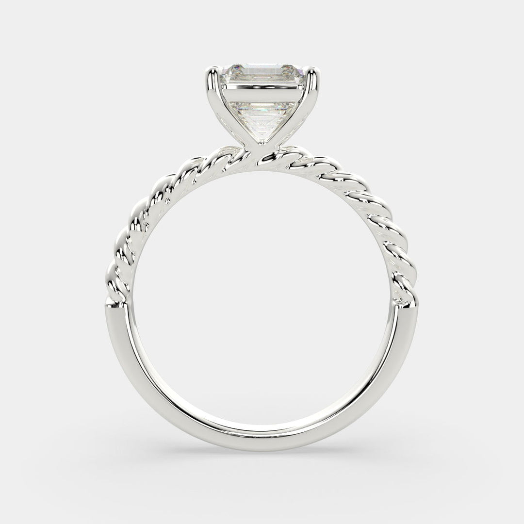 Renata Emerald Cut Solitaire Rope Engagement Ring Setting - Nivetta