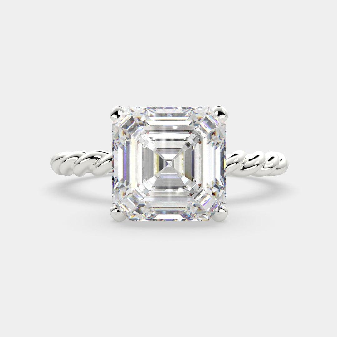 Renata Emerald Cut Solitaire Rope Engagement Ring Setting - Nivetta