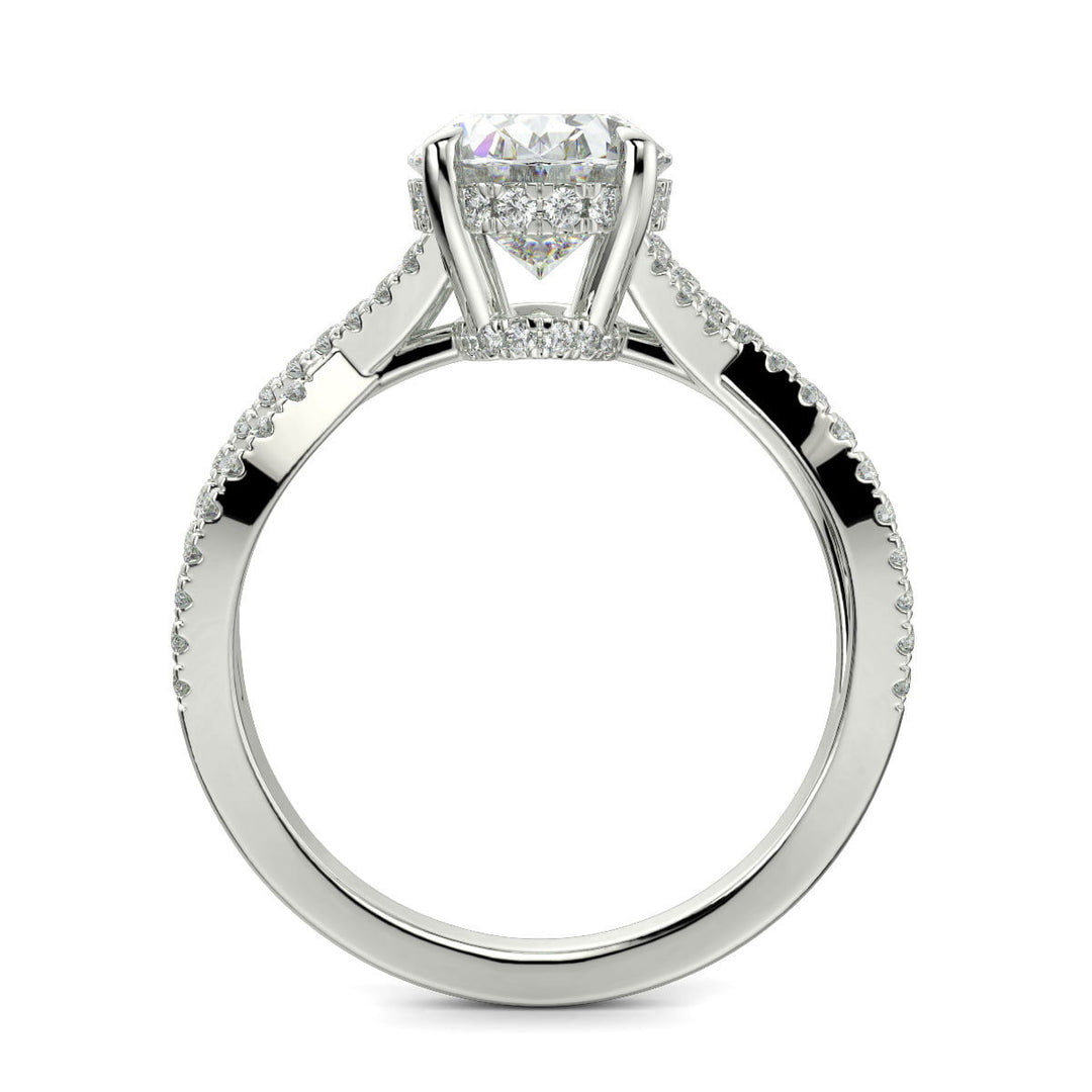 Rosalee Oval Cut Pave Split Shank Twist Claw Set Engagement Ring Setting - Nivetta