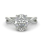 Load image into Gallery viewer, Rosalee Oval Cut Pave Split Shank Twist Claw Set Engagement Ring Setting - Nivetta
