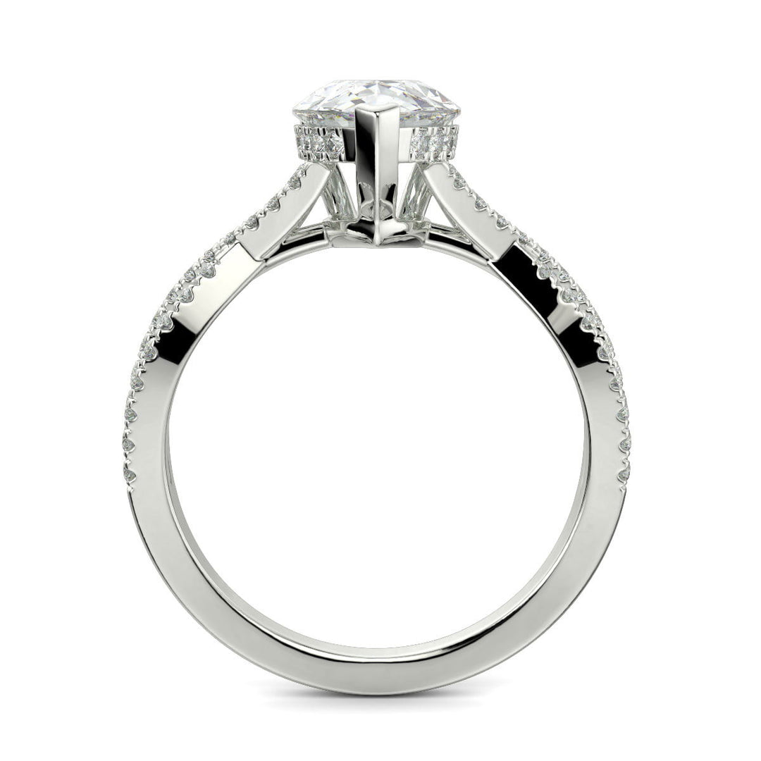 Rosalee Pear Cut Pave Split Shank Twist Claw Set Engagement Ring Setting - Nivetta