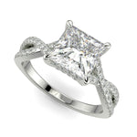 Load image into Gallery viewer, Rosalee Princess Cut Pave Split Shank Twist Claw Set Engagement Ring Setting - Nivetta
