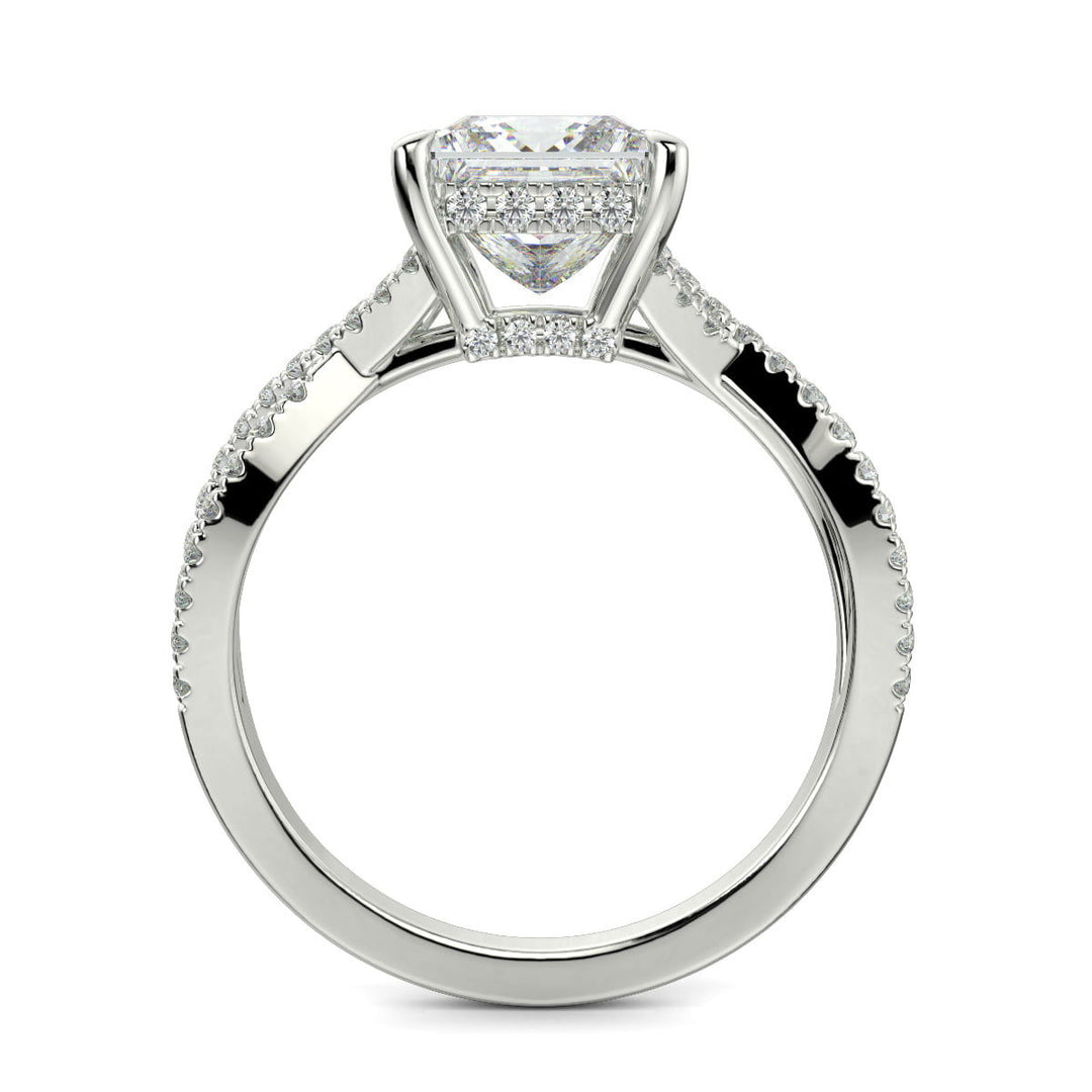 Rosalee Princess Cut Pave Split Shank Twist Claw Set Engagement Ring Setting - Nivetta