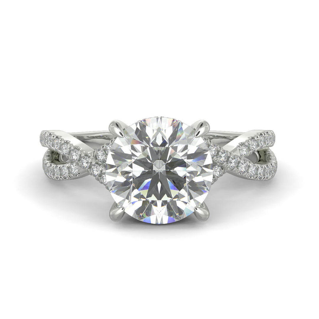 Rosalee Round Cut Pave Split Shank Twist Claw Set Engagement Ring Setting - Nivetta