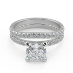 Load image into Gallery viewer, Roselyn French Pave Flush Fit 4 Prong Cushion Cut Diamond Engagement Ring - Nivetta
