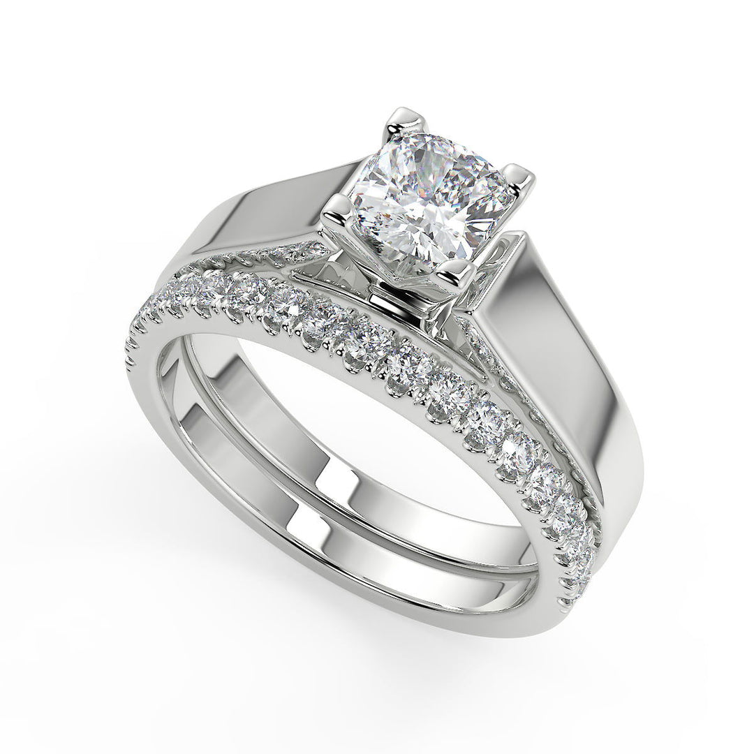Ryann Cathedral Solitaire Cushion Cut Diamond Engagement Ring - Nivetta