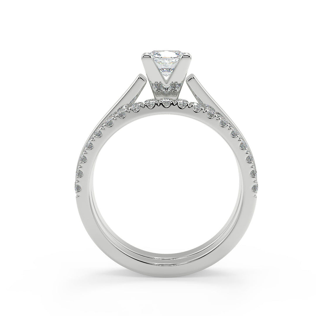 Ryann Cathedral Solitaire Cushion Cut Diamond Engagement Ring - Nivetta