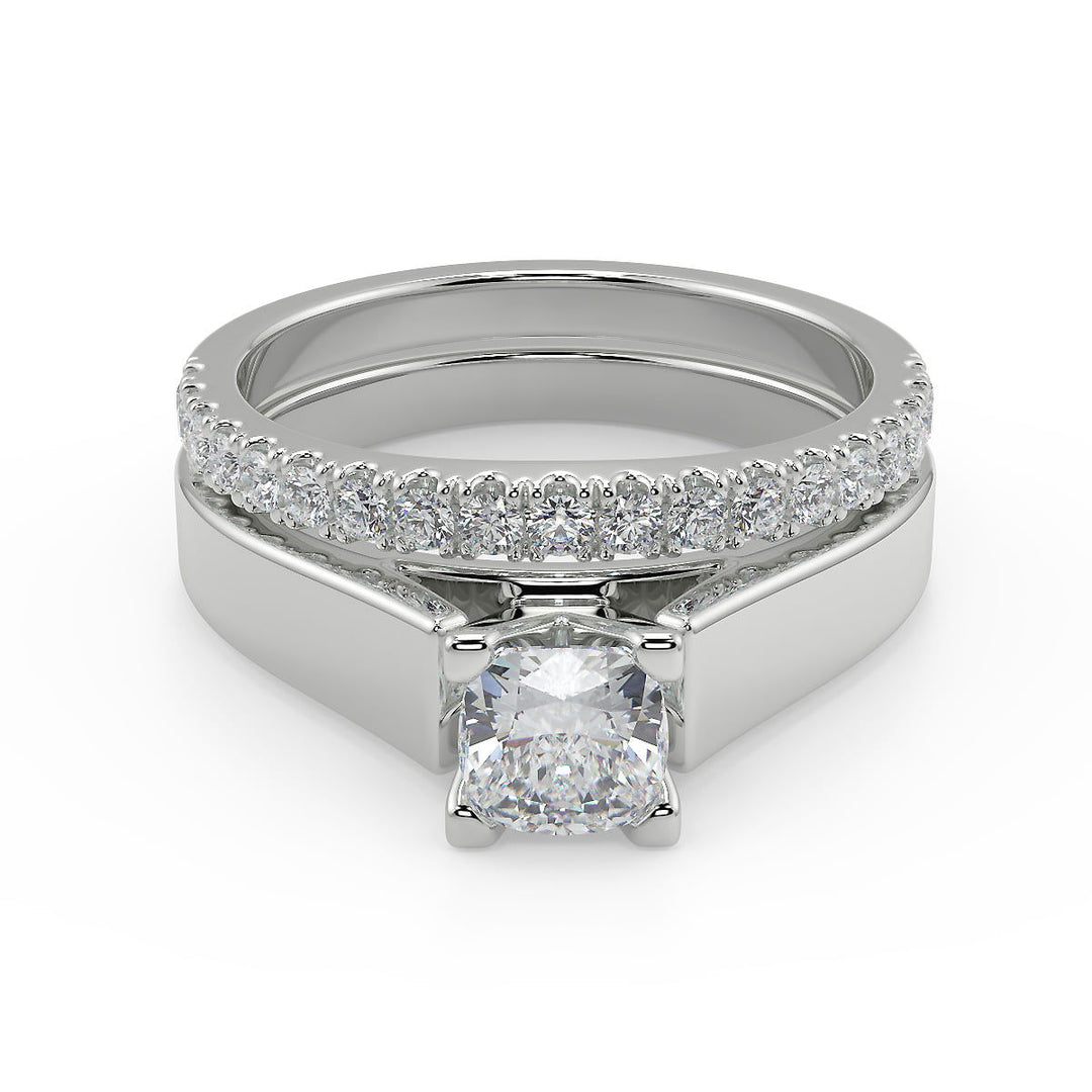 Ryann Cathedral Solitaire Cushion Cut Diamond Engagement Ring - Nivetta