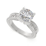 Load image into Gallery viewer, Sabrina Cushion Cut Solitaire Hand Engraved Milgrain Engagement Ring Setting - Nivetta
